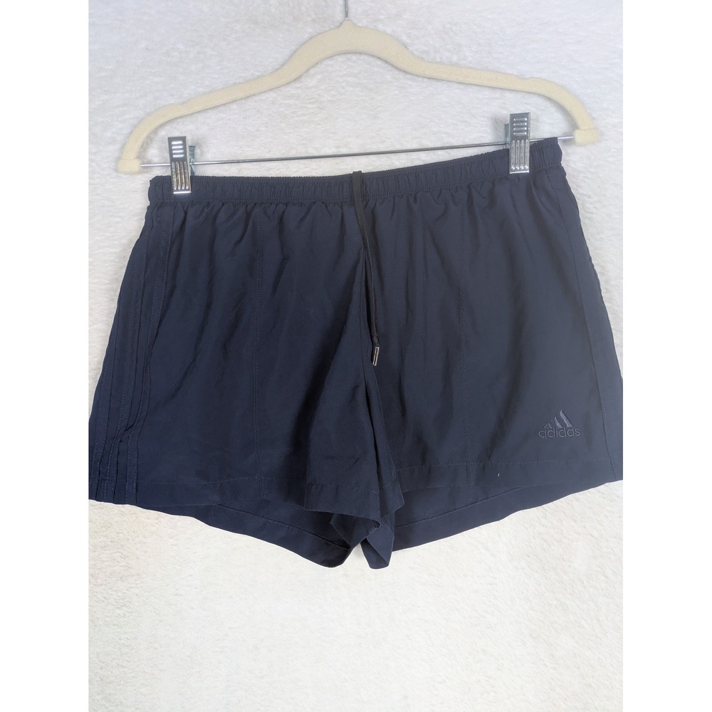 Adidas Shorts Women's Medium Navy Blue Embroidered Logo Elastic Waist 3-Stripes